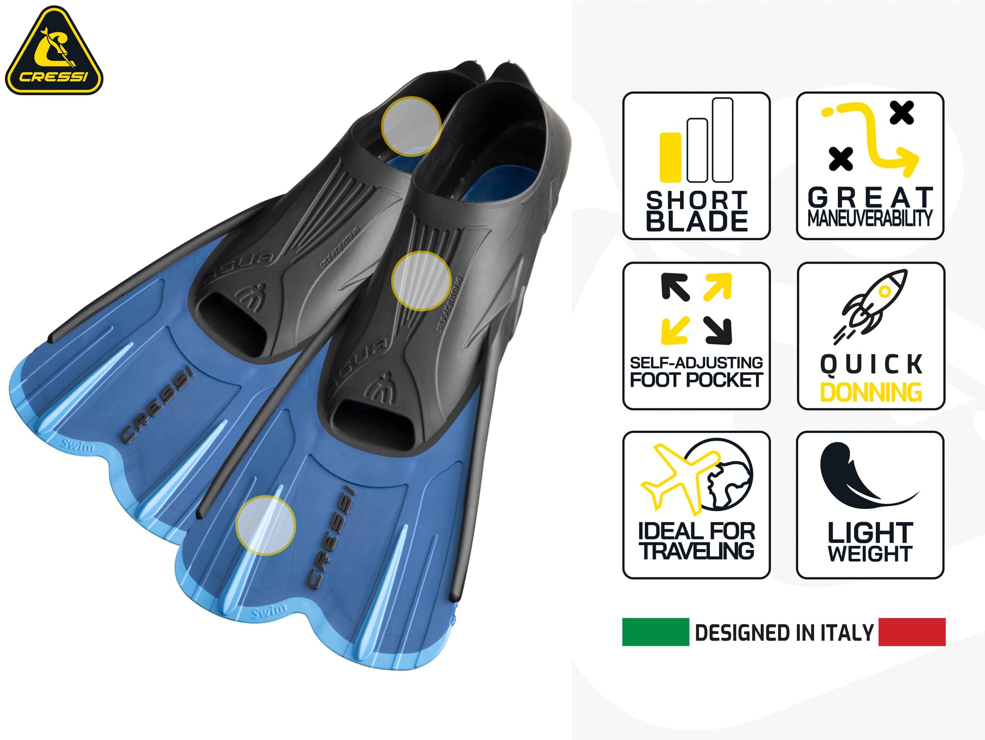 Amazon.com : Cressi Agua Short Short Full Foot Pocket Fins, Blue